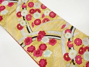 変わり青海波に菊・牡丹模様織出し袋帯